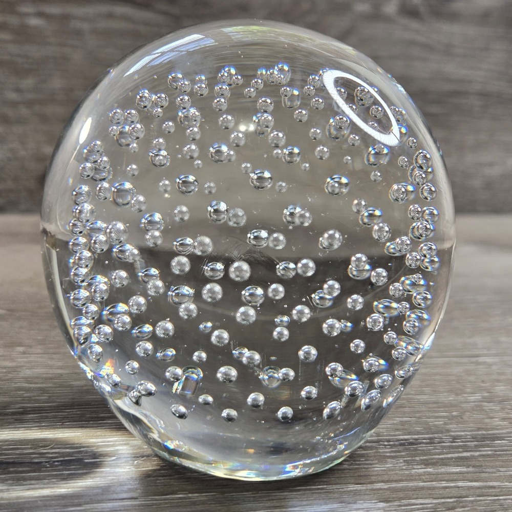 Andrea by Sadek Glass Paperweight Unisex OS Clear Controlled Bubbles MCM Deco